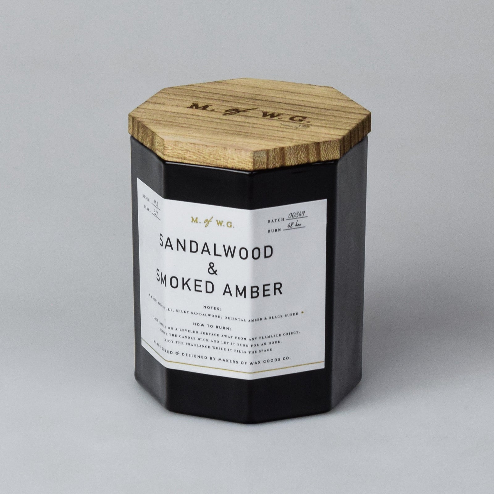 m of wg tobacco candle Wax and Wool Pure Soy Wax Sandalwood & Smoked Amber